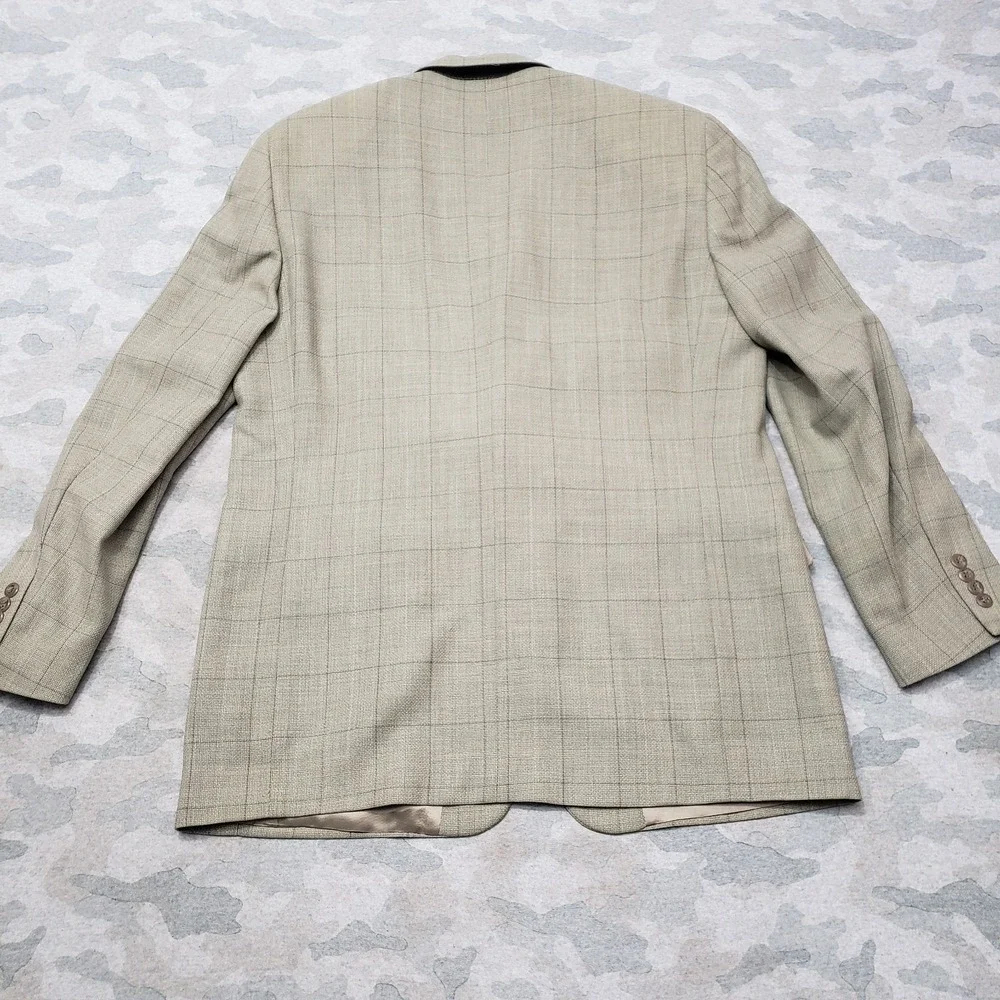 Pronto Uomo Blazer Mens 44R Green Three Button Zignone Merino Wool Check